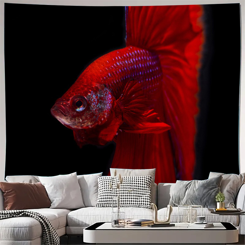 ปลาเบตต้าสีแดงสดใส พรมแขวนผนัง - Fish Aquarium Home บทวิจารณ์และราคา