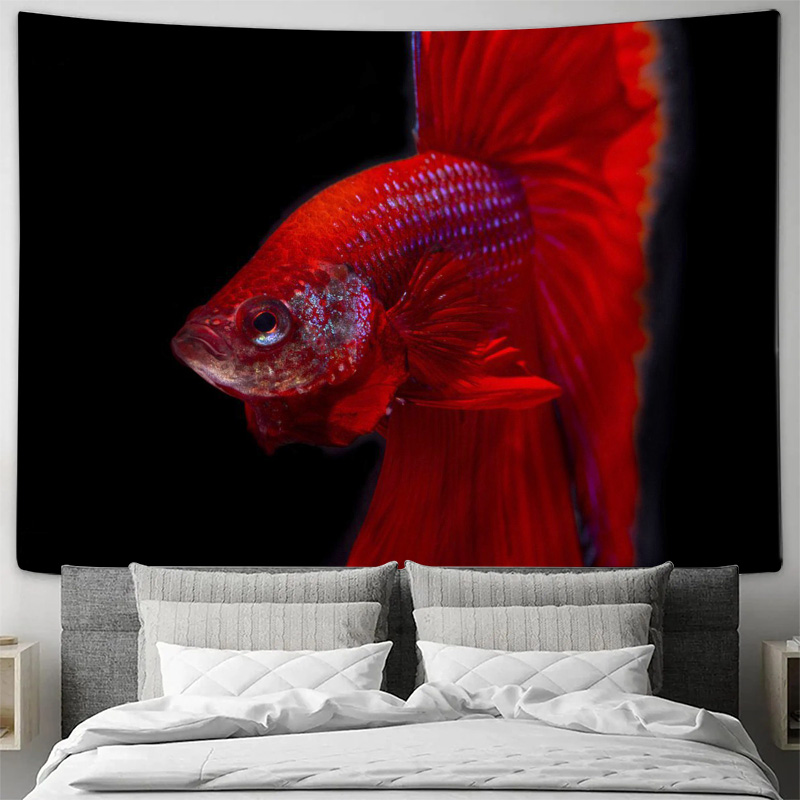 ปลาเบตต้าสีแดงสดใส พรมแขวนผนัง - Fish Aquarium Home บทวิจารณ์และราคา
