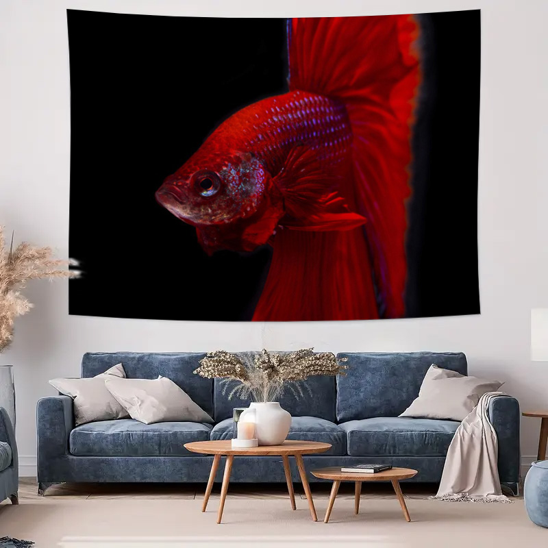 ปลาเบตต้าสีแดงสดใส พรมแขวนผนัง - Fish Aquarium Home บทวิจารณ์และราคา